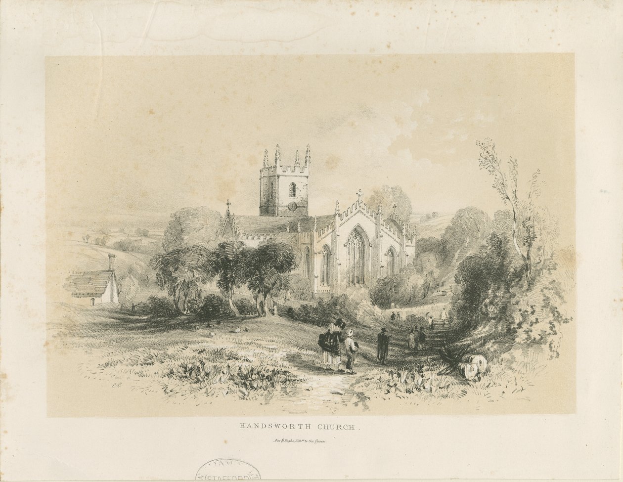 Handsworth Church: litografi, nd [1806-1885] av Louis Haghe