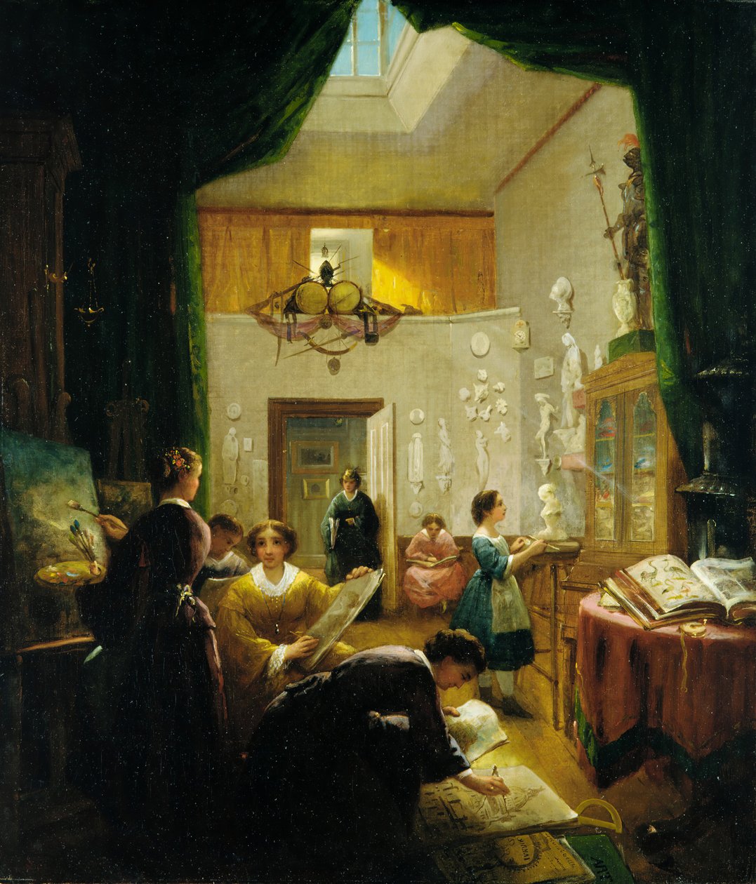 Kunstklasse for kvinner, ca. 1868. av Louis Lang
