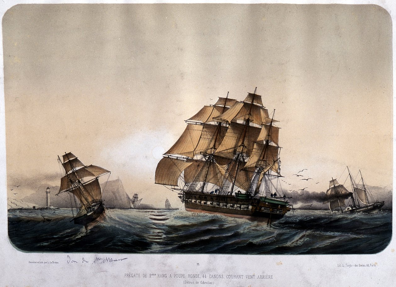 Fregate 2. rad i Gibraltar. av Louis Le Breton