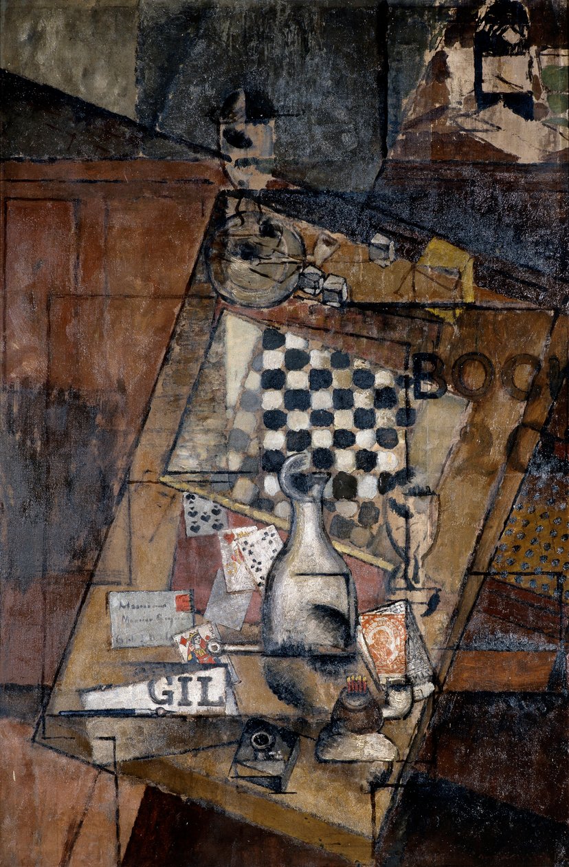 Stilleben med et sjakkbrett, 1912. av Louis Marcoussis