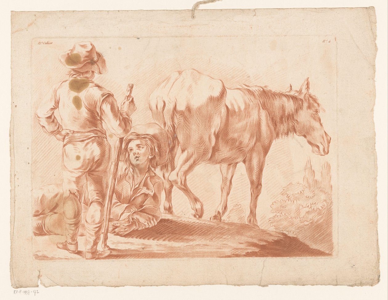 To gutter med en hest av Louis Marin Bonnet (possibly)