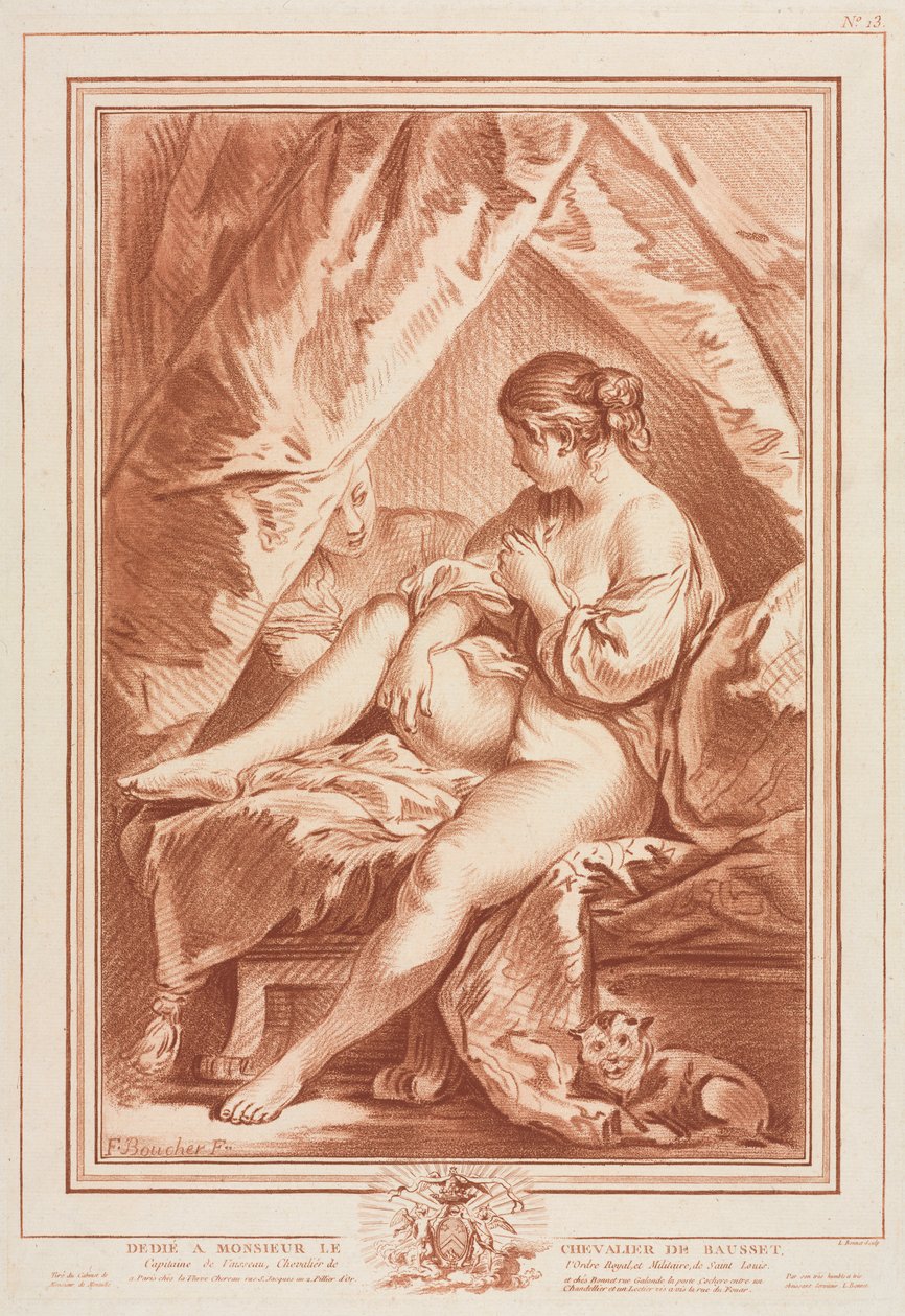 Ung kvinne sitter på en seng av Louis Marin Bonnet
