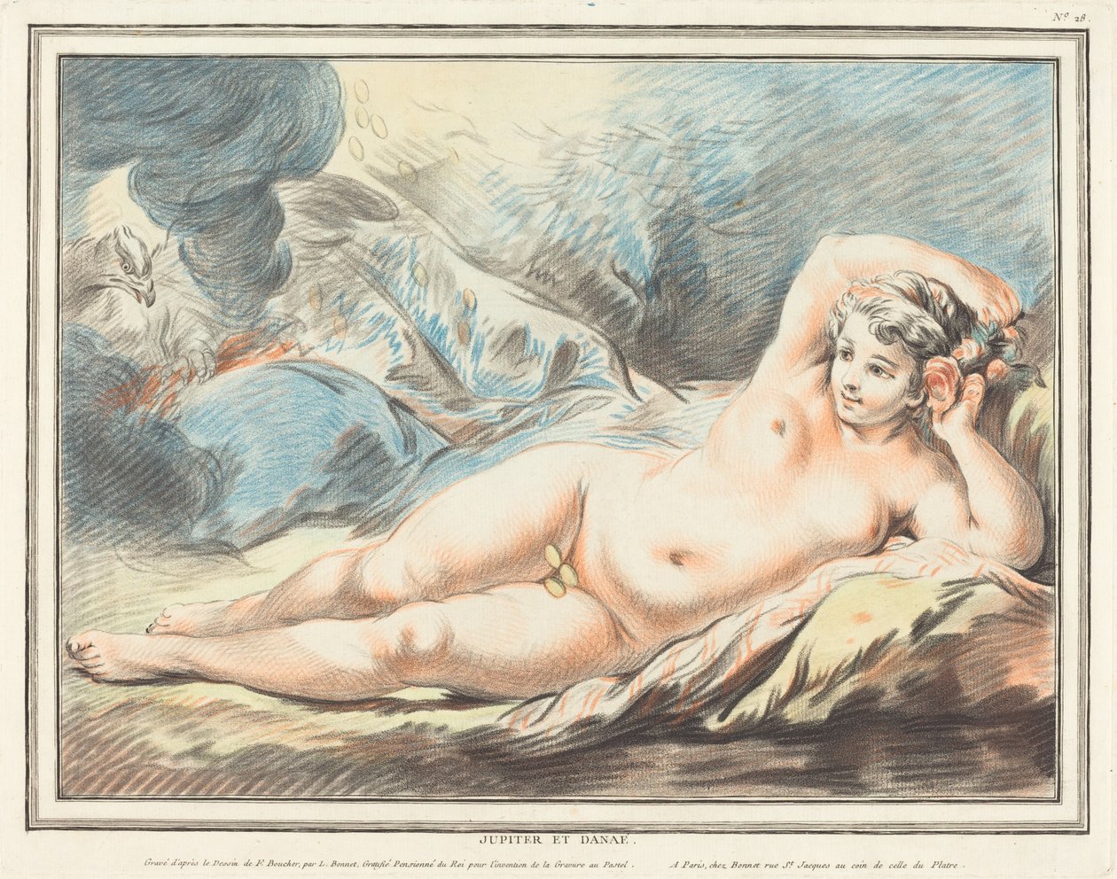 Jupiter og Danaë av Louis Marin Bonnet after François Boucher