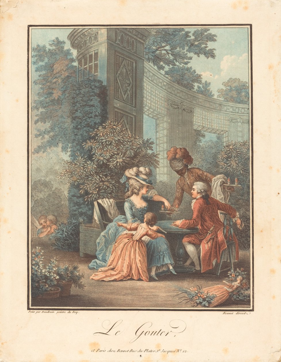 Ettermiddags te av Louis Marin Bonnet after Pierre Antoine Baudouin