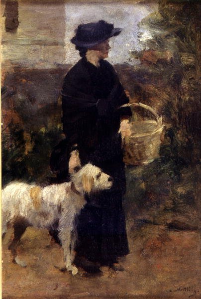 En morgenvandring (olje på panel) av Louis Mettling