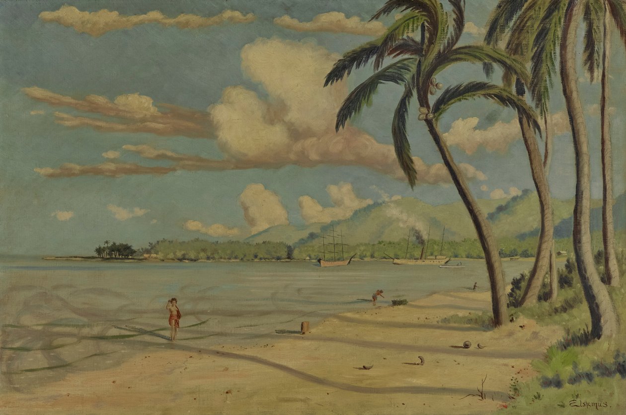 Stranden ved Apia, Samoa av Louis Michel Eilshemius