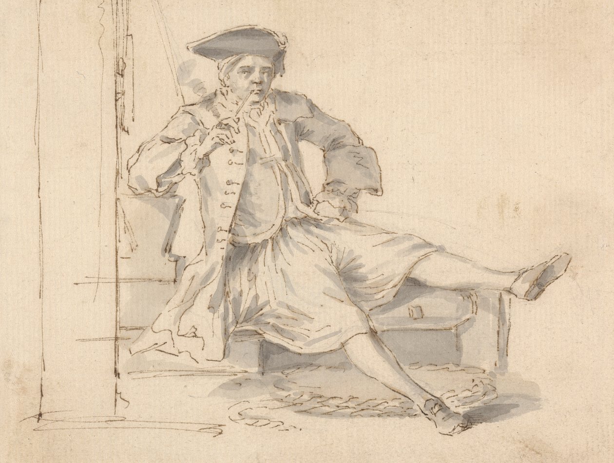 Sjøoffiser sittende Røyking av Louis Philippe Boitard