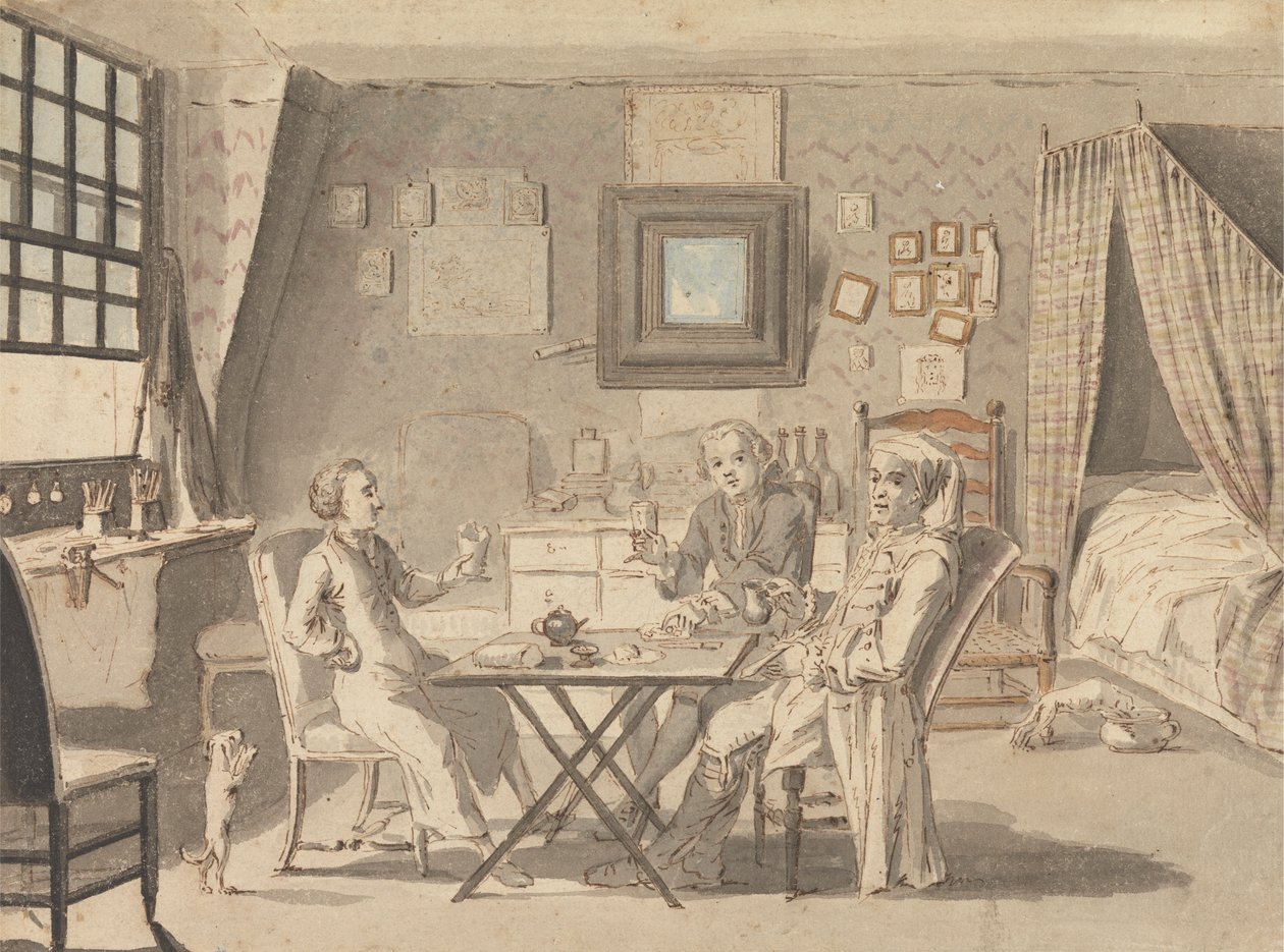 Selvportrett med to unge menn av Louis Philippe Boitard