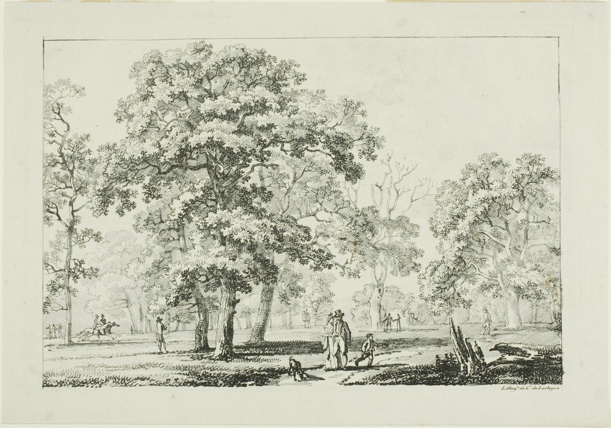 Folk som går i en skog av Louis Pierre Baltard