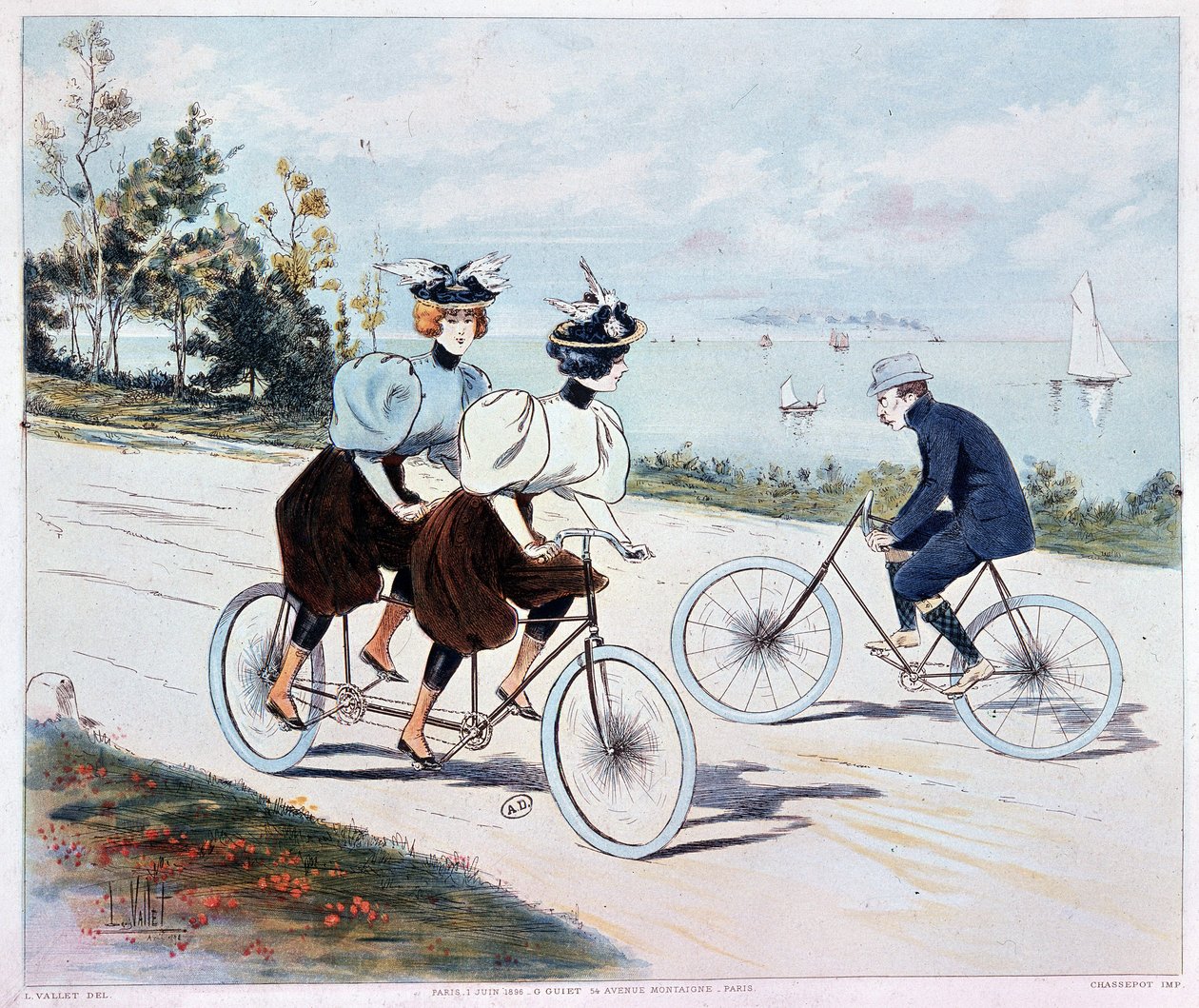 Tandem - tegning av L. Vallet av Louis Vallet