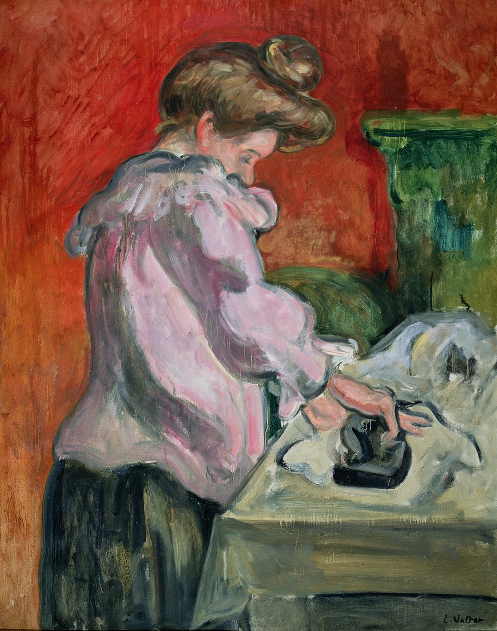 A Woman Ironing (olje på lerret) av Louis Valtat