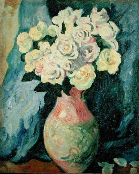 Blomster (olje på lerret) av Louis Valtat