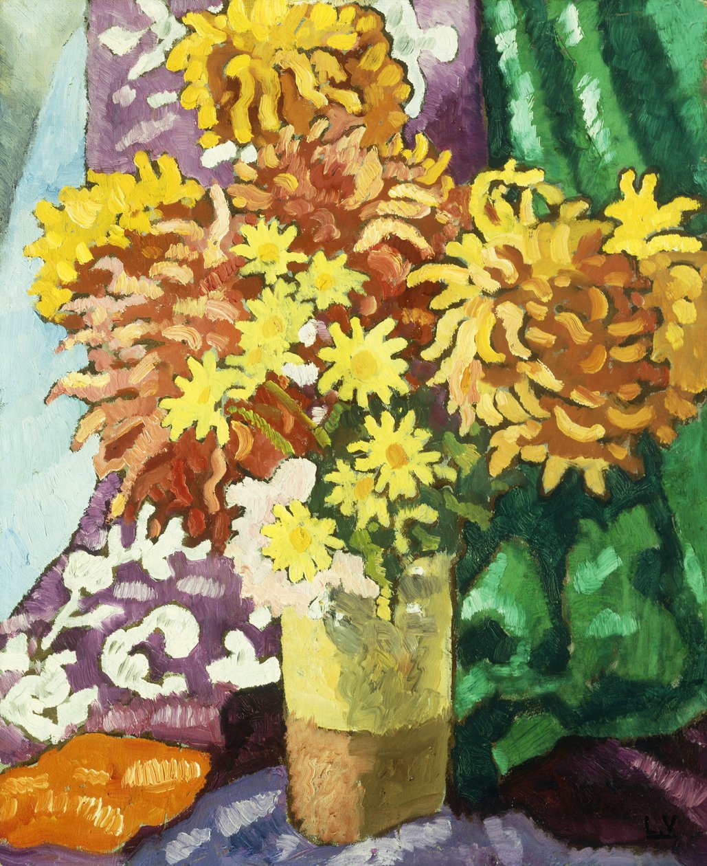 Vase de Dahlias, ca. 1935 (olje på lerret) av Louis Valtat