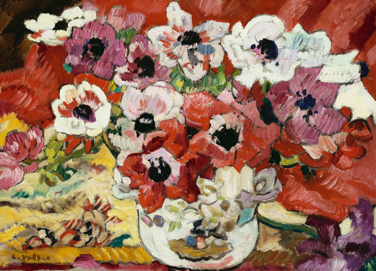 Vase med anemoner (olje på lerret) av Louis Valtat