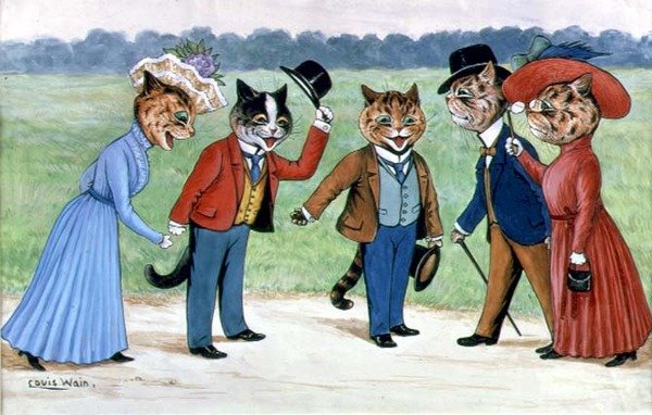 Promenaderende katter av Louis Wain