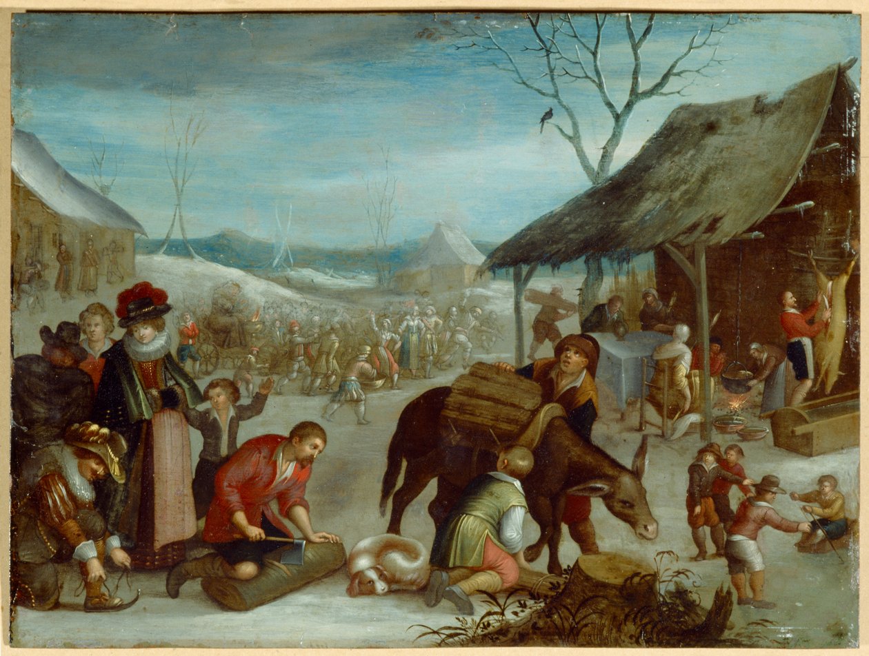 Vinter (olje på lerret) av Louis de (circle of) Caullery