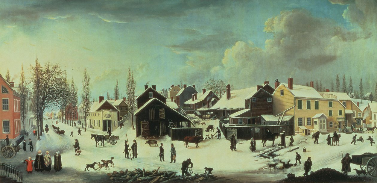 Vinterscene i Brooklyn, ca. 1817 av Louisa Ann Coleman