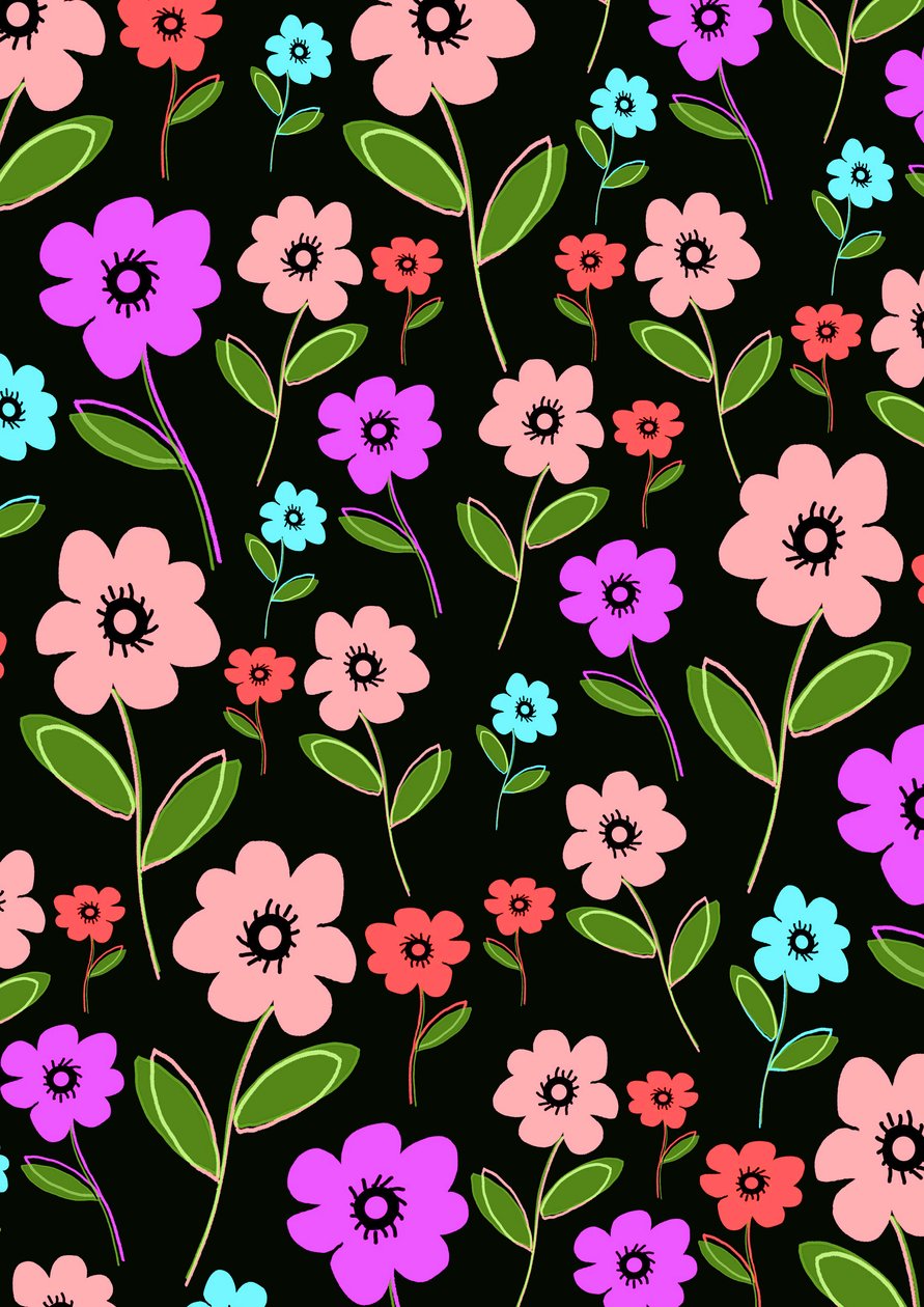 Retro blomster (digital) av Louisa Hereford