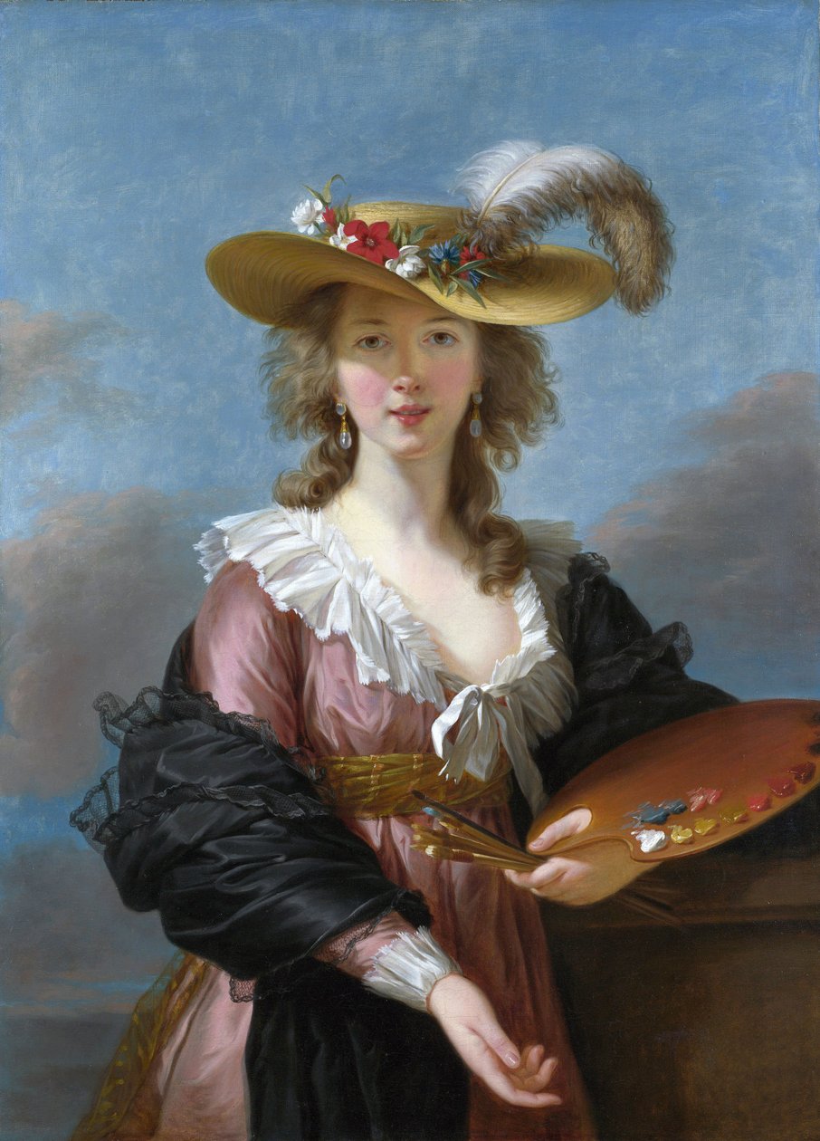 Selvportrett i stråhatt av Elisabeth Louise Vigee Lebrun