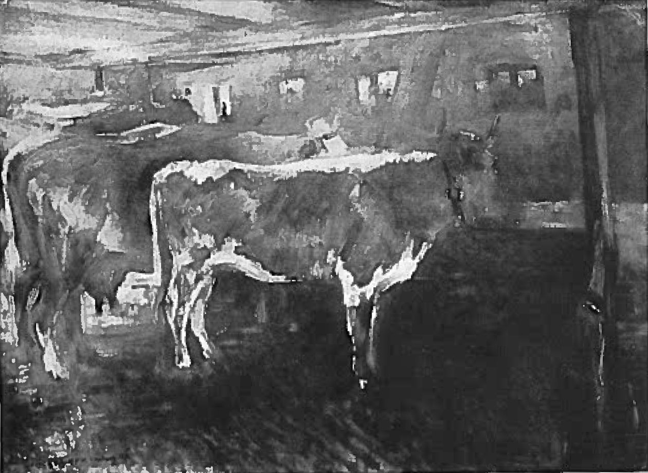 Kyr i stallen av Lovis Corinth