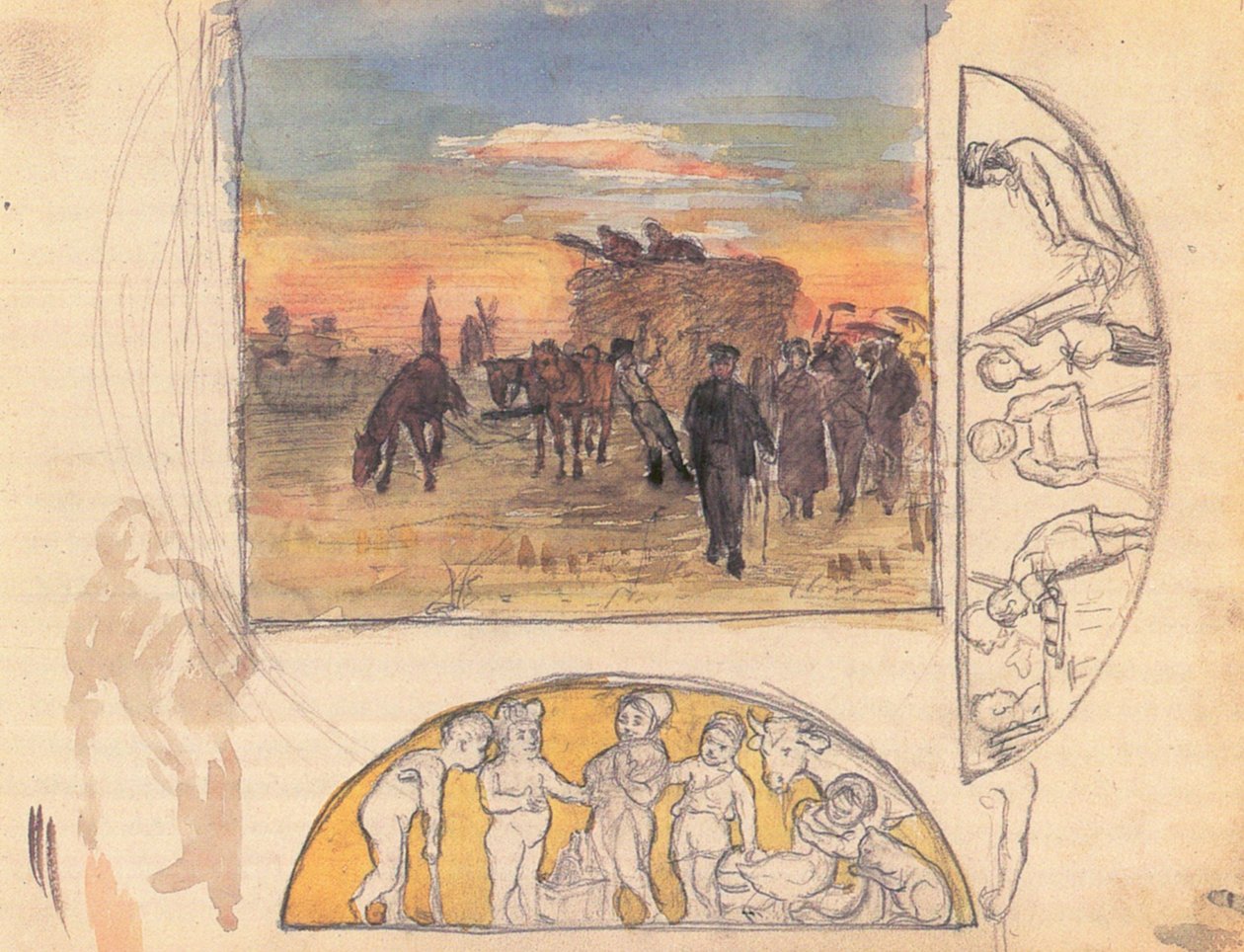 Landskap med slått og to frisesammensetninger av Lovis Corinth