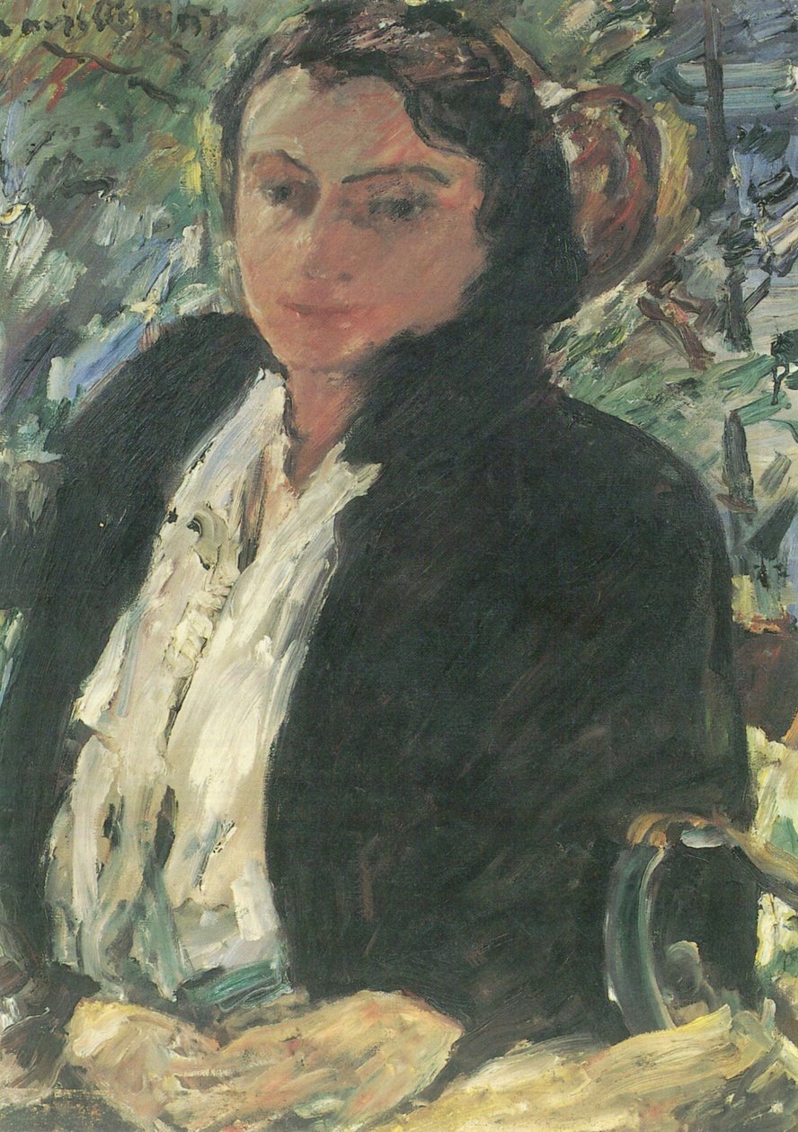Portrett Charlotte Corinth i gruner Samt Jacke av Lovis Corinth