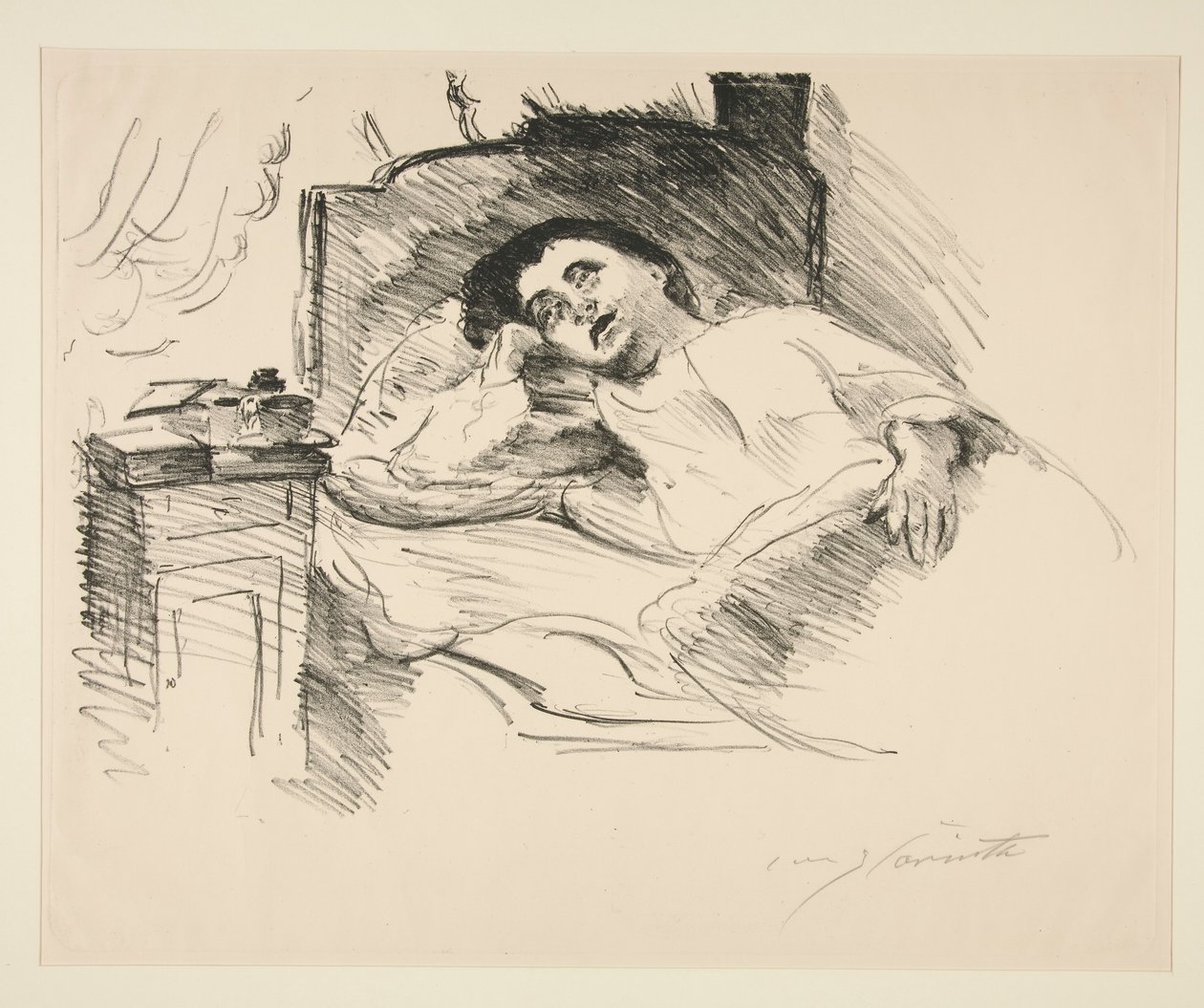 Dame hviler i sengen av Lovis Corinth