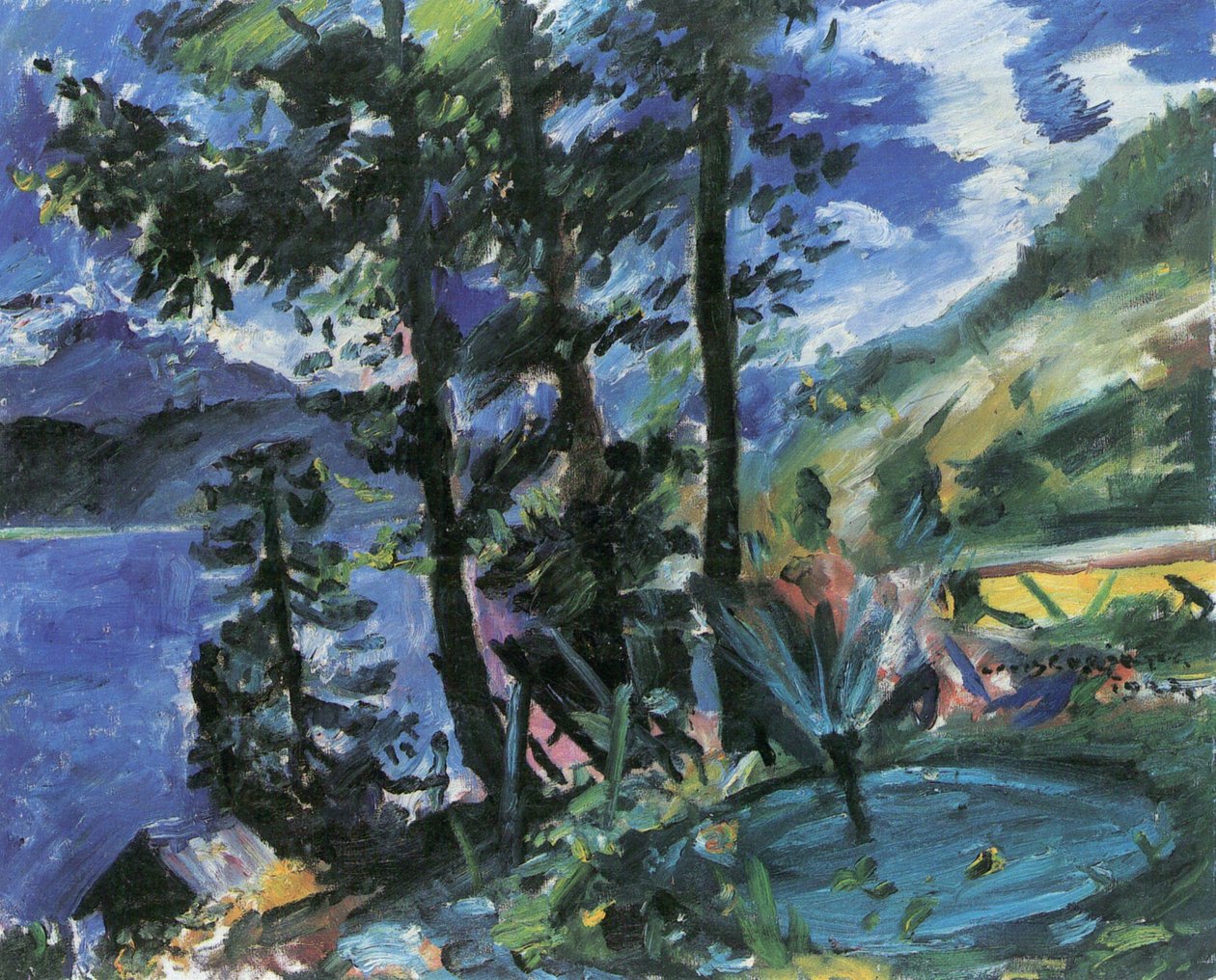 Walchensee med fontene av Lovis Corinth
