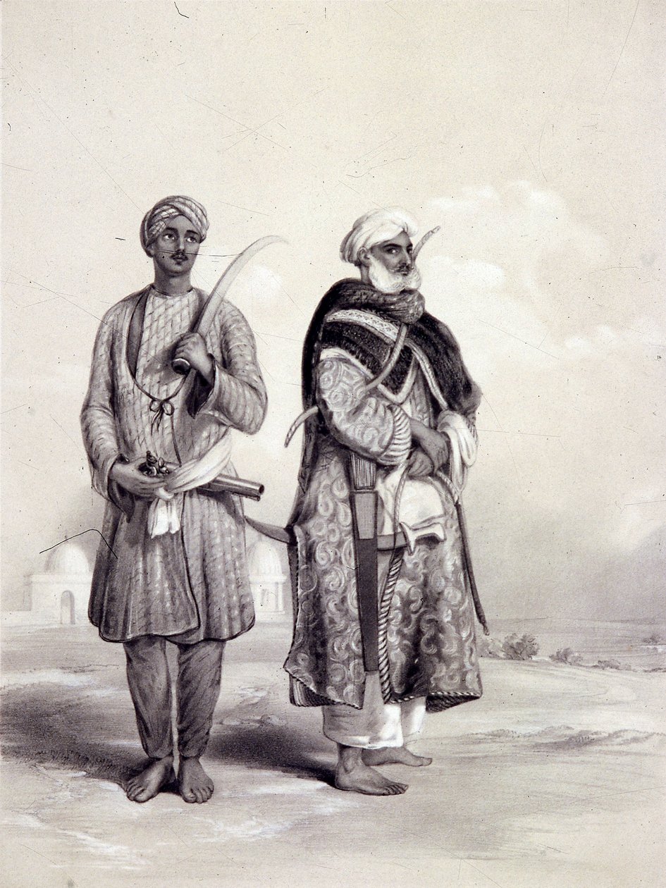 En Zemindar og en Puthan, 1844 av Lowes Dickinson