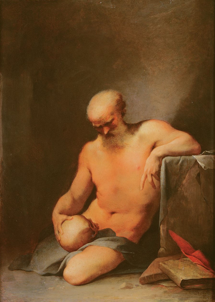 St. Jerome (olje på kobber) av Lubin Baugin