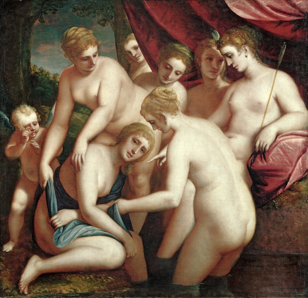 Diana oppdager svangerskapet til Callisto, 1570 av Luca Cambiaso