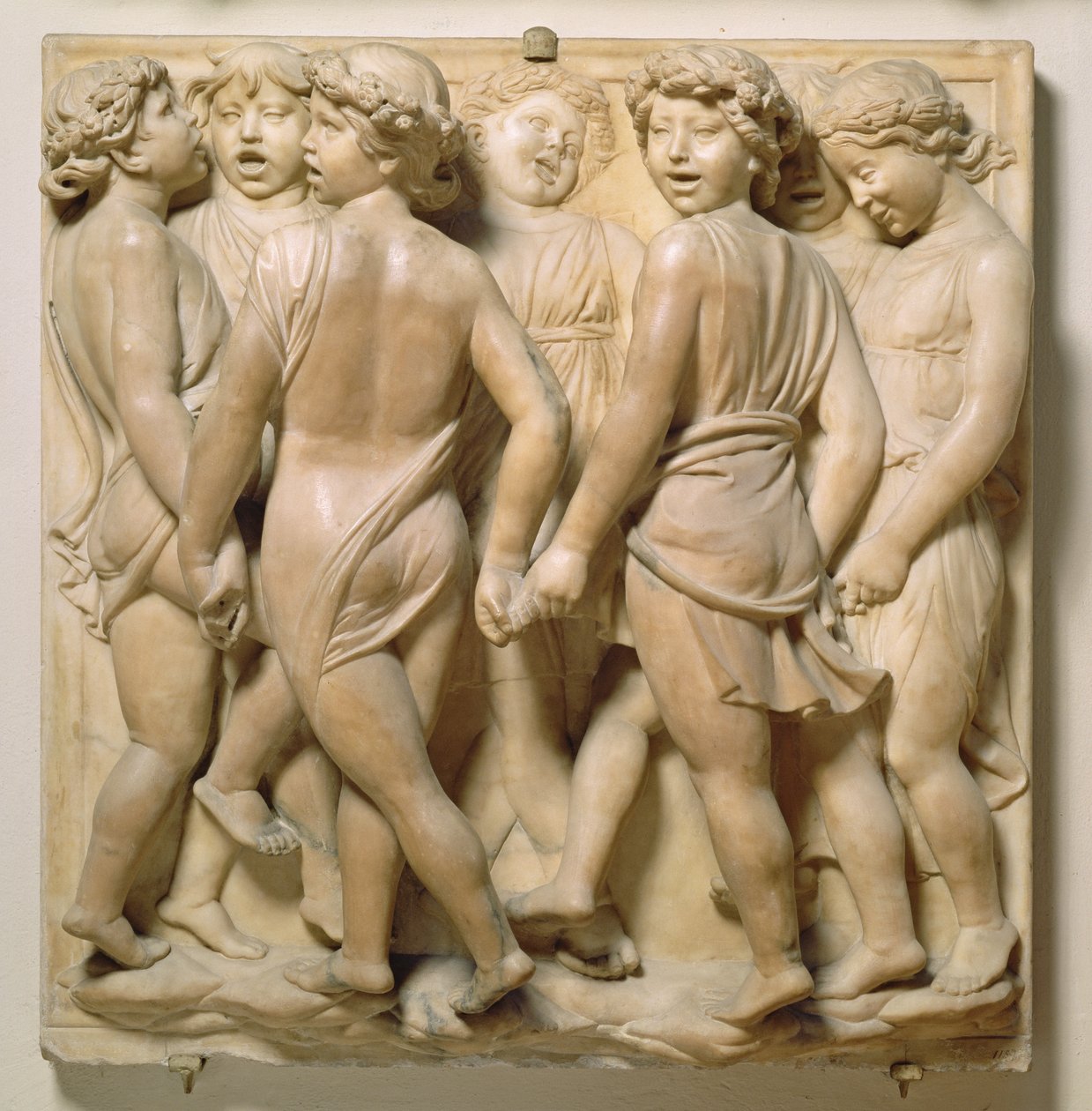 Syngende engler, relieffpanel fra Cantoria, ca. 1432-8 (marmor) av Luca Della Robbia