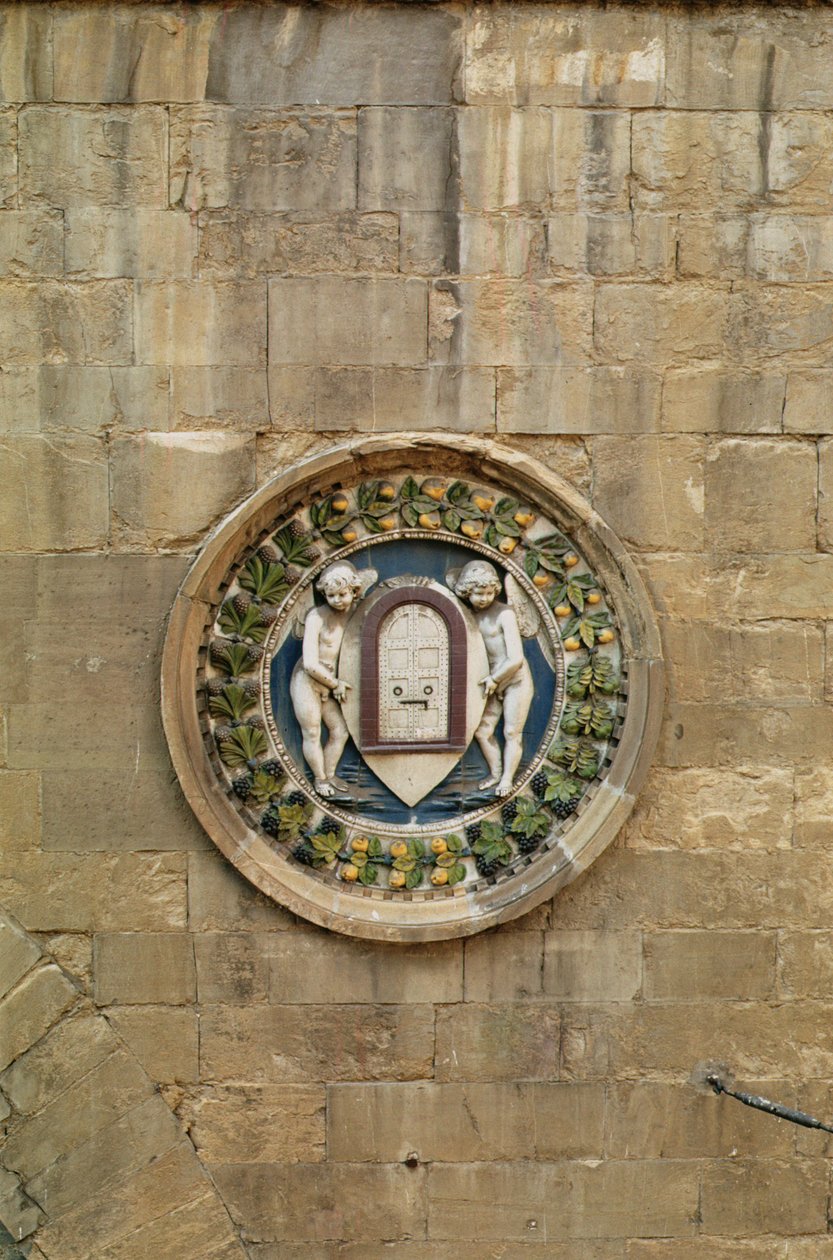 Stemma fra silkevevernes laug (glasert terrakotta) av Luca Della Robbia