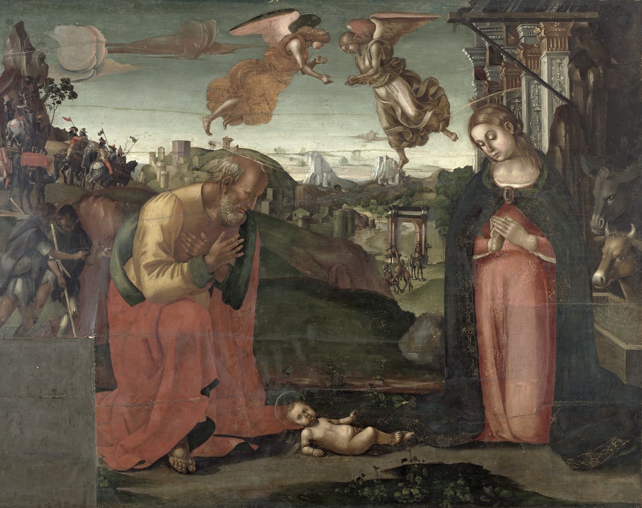 Nativity, 1667 (tempera på panel) av Luca Signorelli