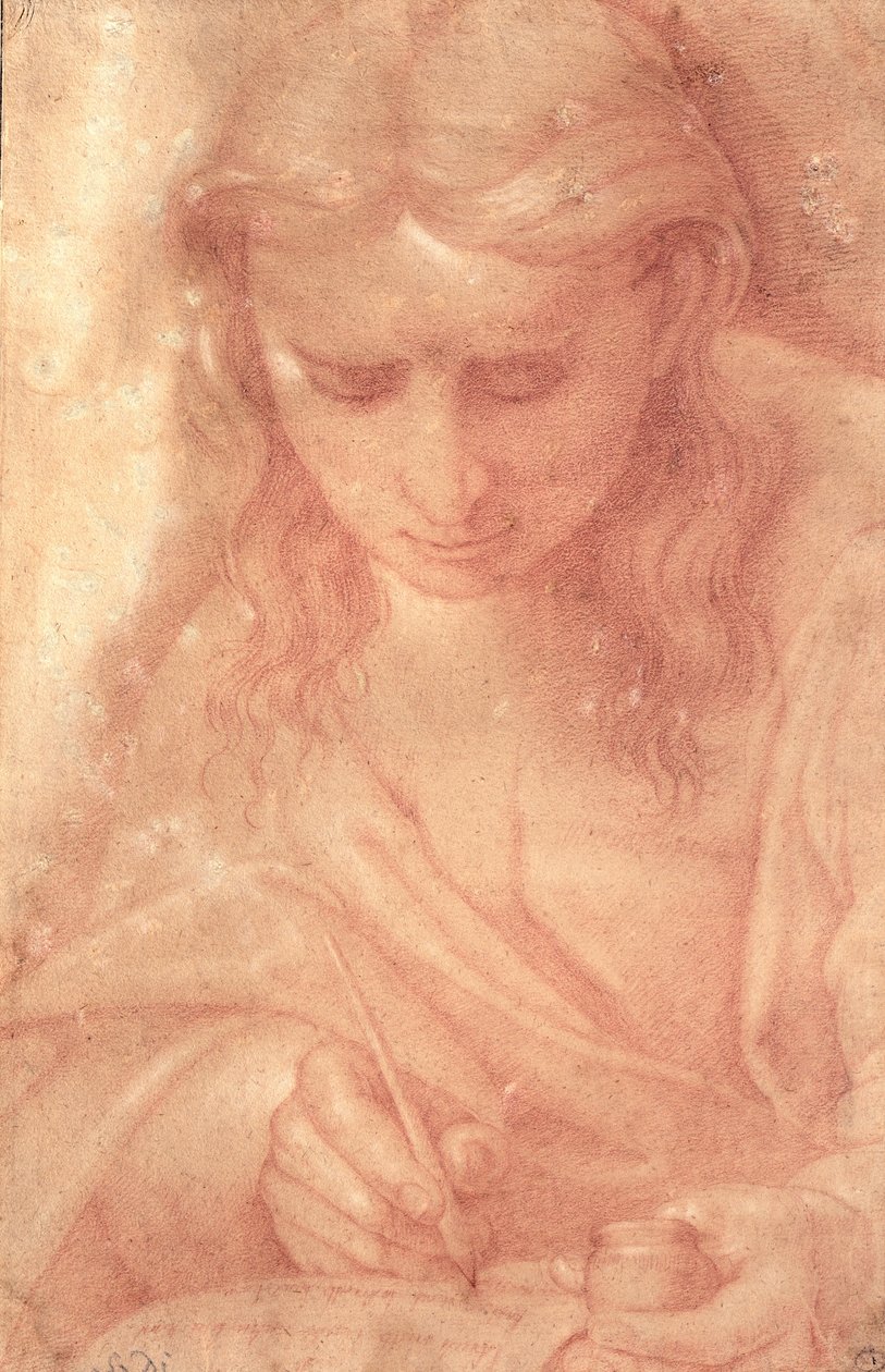 St. Johannes den guddommelige (rødt kritt på papir) av Luca Signorelli