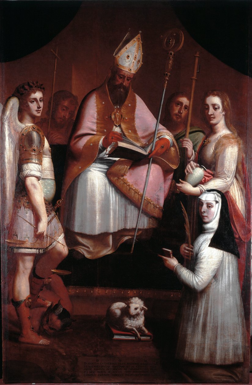 Saint Augustine of Hippo med helgener (maleri av Luca Cambiaso