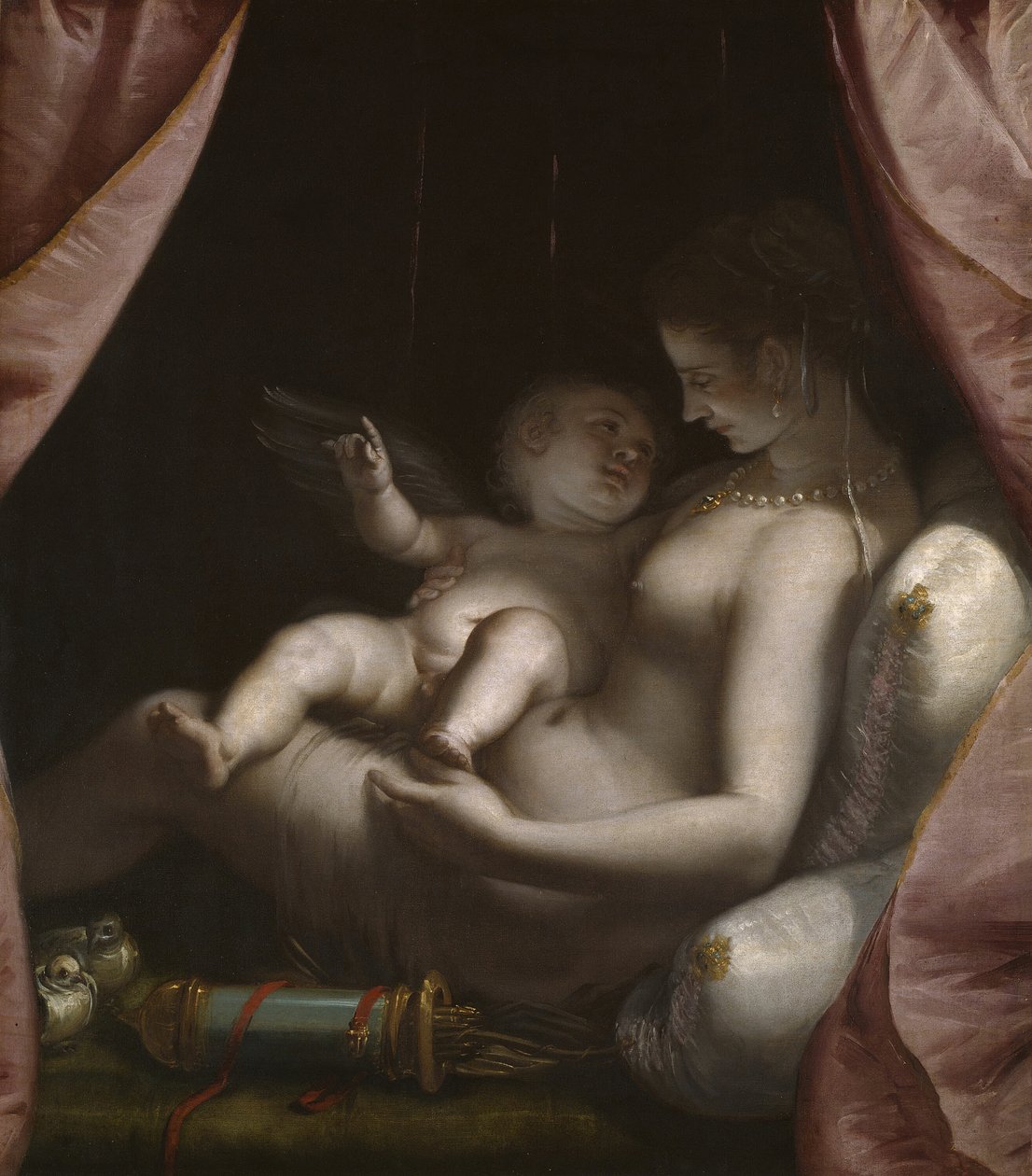 Venus og Amor, ca. 1570. av Luca Cambiaso