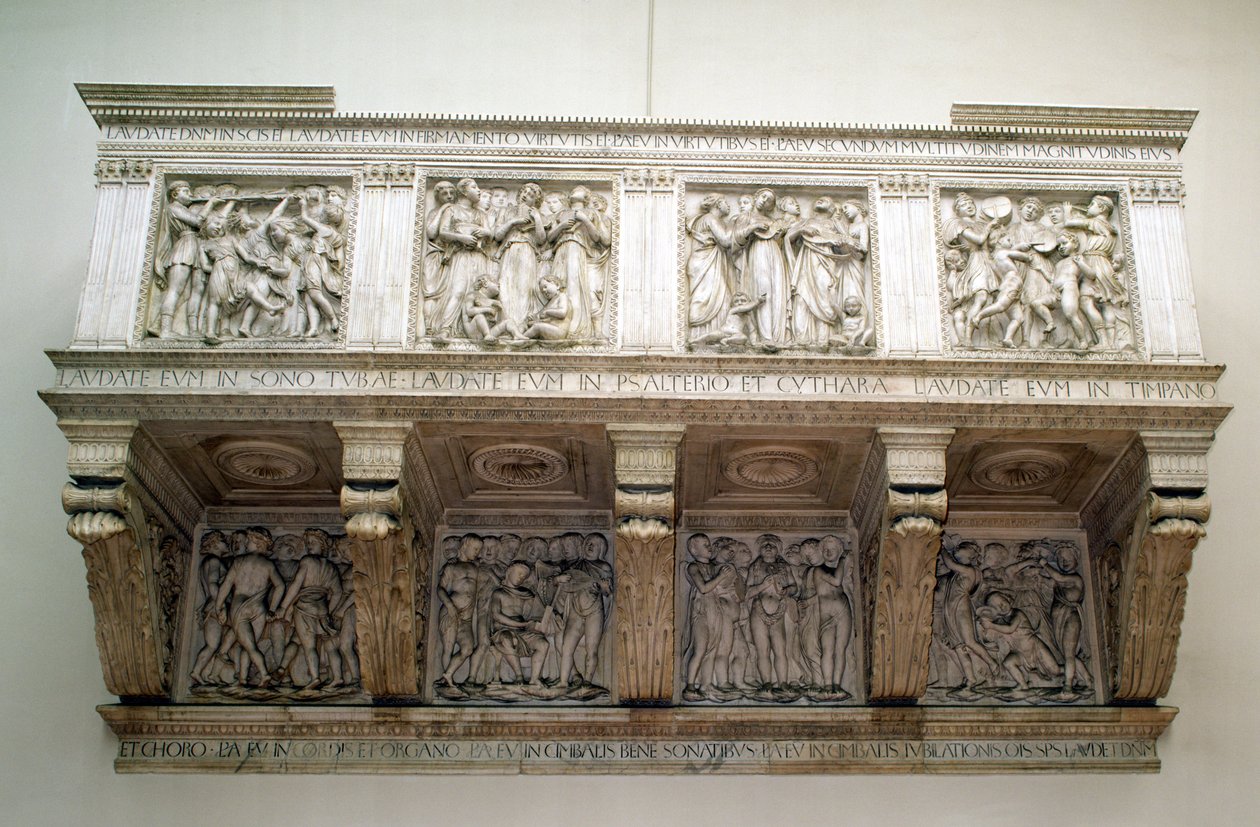 Rekonstruert Cantoria, ca. 1432-8 (marmor) av Luca Della Robbia