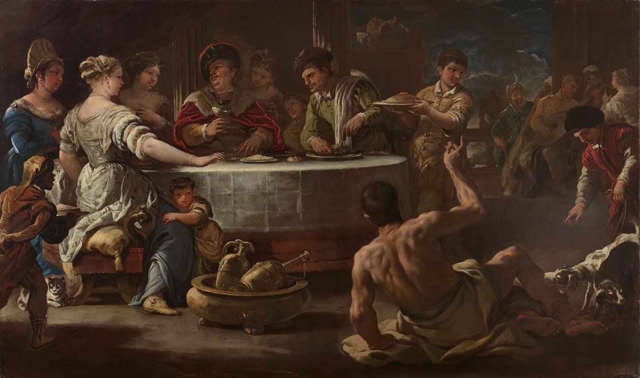Dykk og Lasarus, 1680. av Luca Giordano