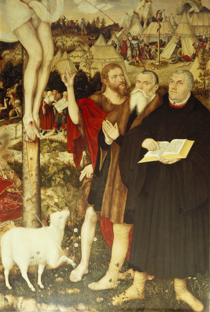 Kristus på korset, 1552-55 (detalj av 308464) av Lucas Cranach the Elder