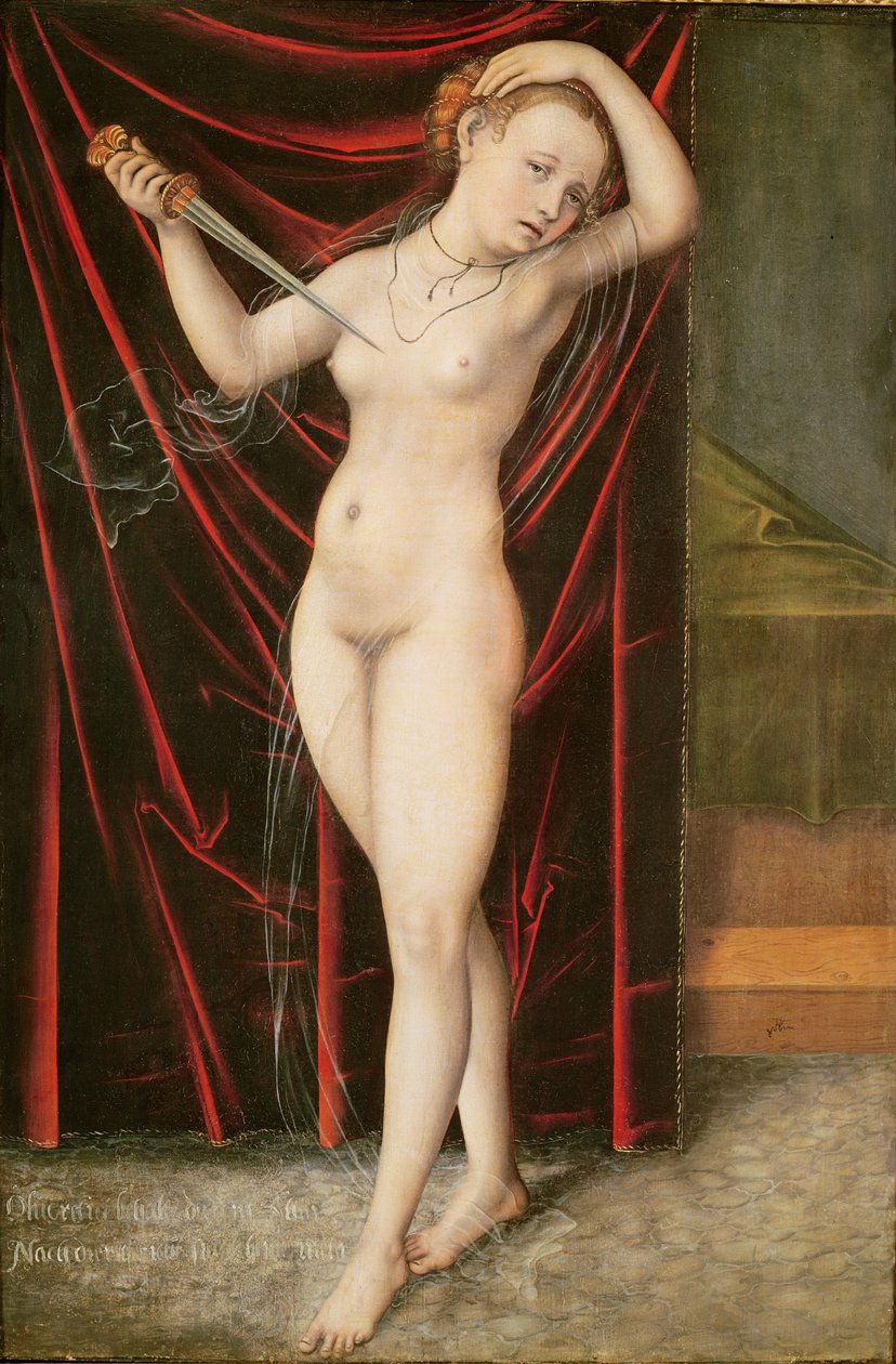 Lucretias død, ca. 1524 av Lucas Cranach the Elder