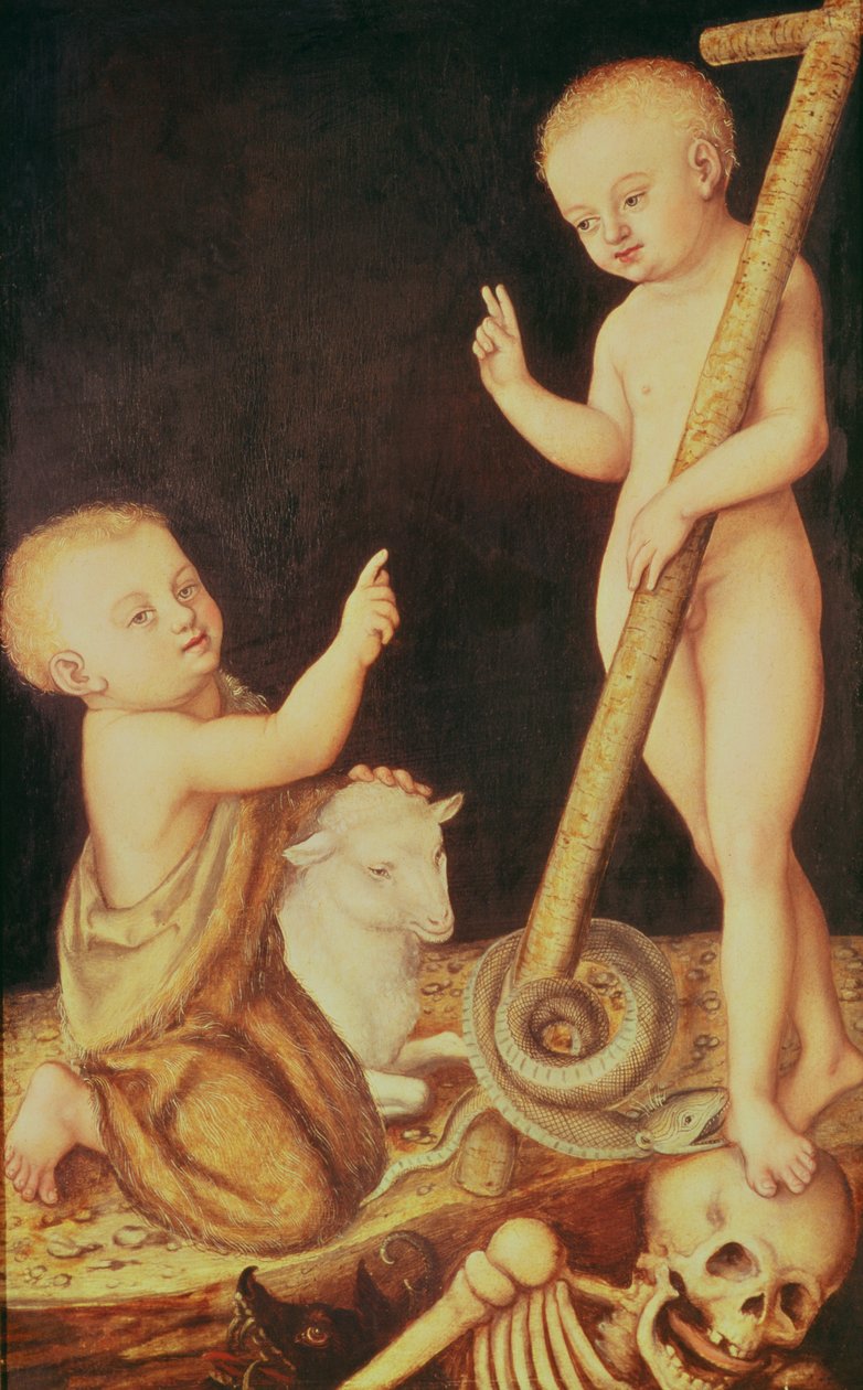 Spedbarnet Kristus som triumferer over døden og spedbarnet St. Johannes døperen av Lucas Cranach the Elder