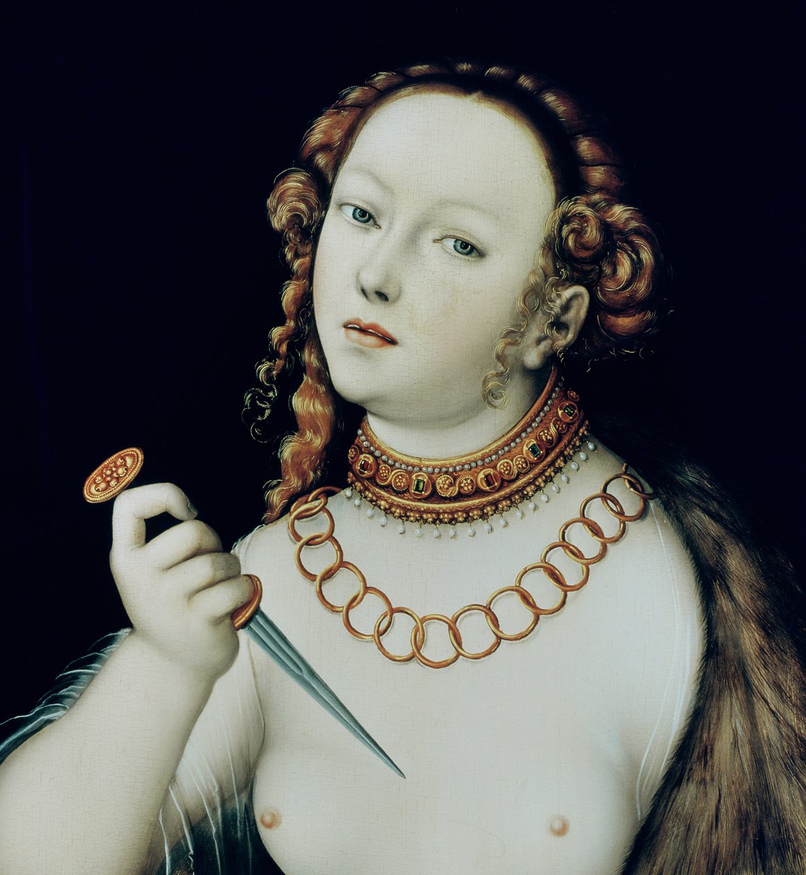 The Suicide of Lucretia, 1538 (detalj av 180495) av Lucas Cranach the Elder