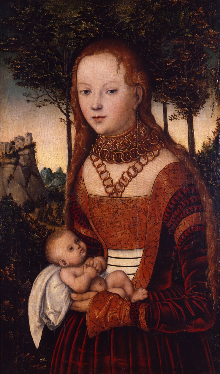 Ung mor med barn av Lucas Cranach the Elder