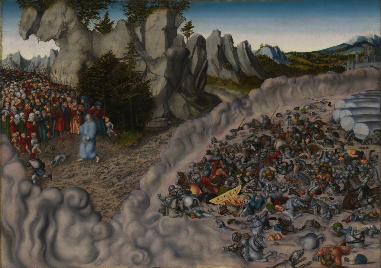 Israelittene marsjerer gjennom Rødehavet av Lucas Cranach the Elder