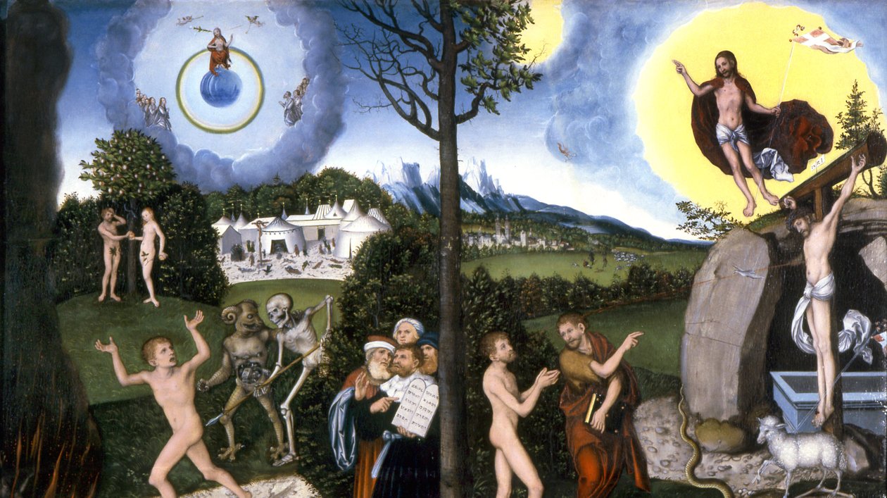 Fortapelse og frelse 1529 av Lucas Cranach the Elder