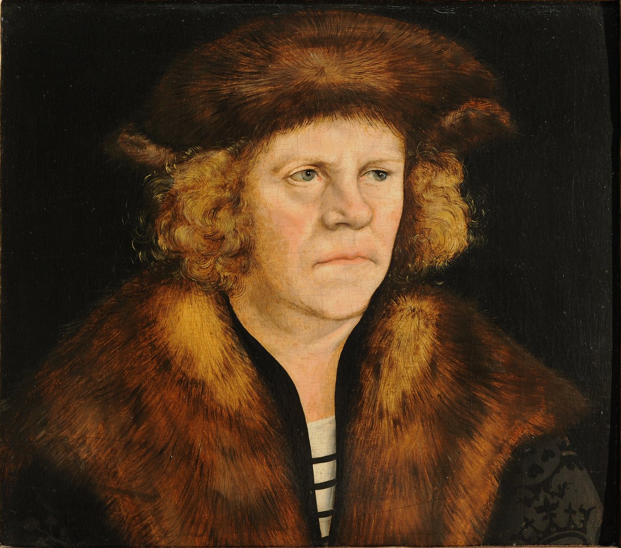 Portrett av en mann i en pelsbaret av Lucas Cranach the Elder