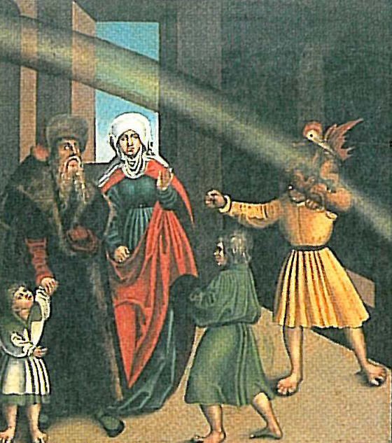 De ti bud fjerde bud detalj av Lucas Cranach the Elder