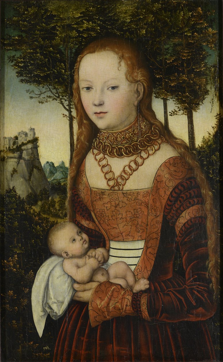 Ung mor med barn av Lucas Cranach the Elder
