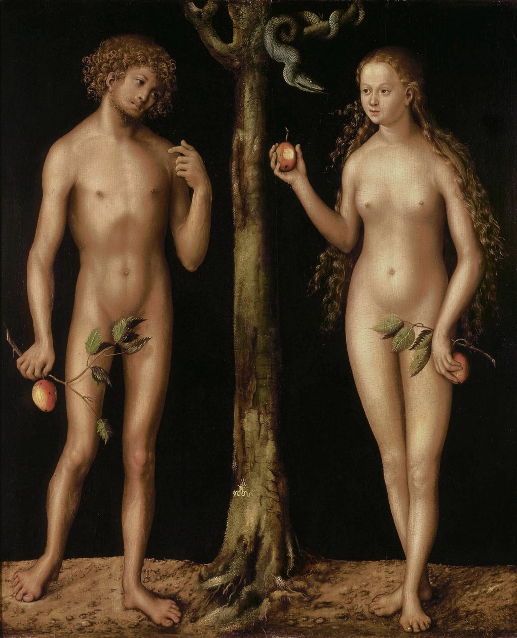 Adam og Eva, 151315 olje på panel av Lucas Cranach the Elder